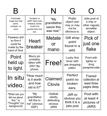 Arrowheads Bingo Card