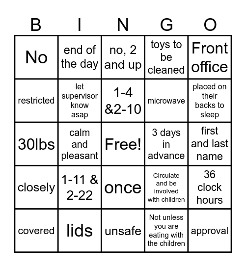 Policy and Procedures Bingo Card