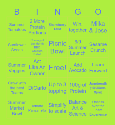 Sweet Talk 6.2.26 Bingo Card
