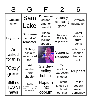 Summer Game Fest 2026 Bingo Card