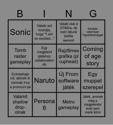 Sumér gém Baldr Bingo Card