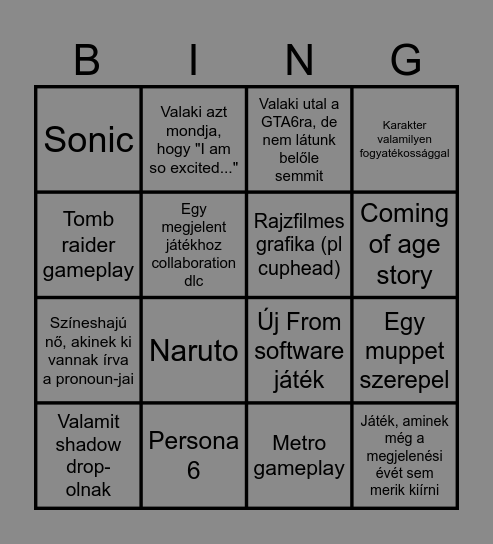 Sumér gém Baldr Bingo Card