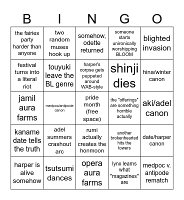 BLOOMFEST BOINGO Bingo Card