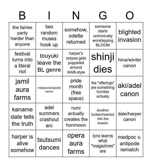 BLOOMFEST BOINGO Bingo Card