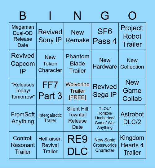 State of Play - June 2026 Bingo Card