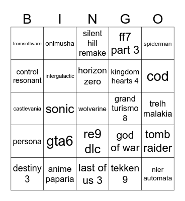 Tonight. Bingo Card