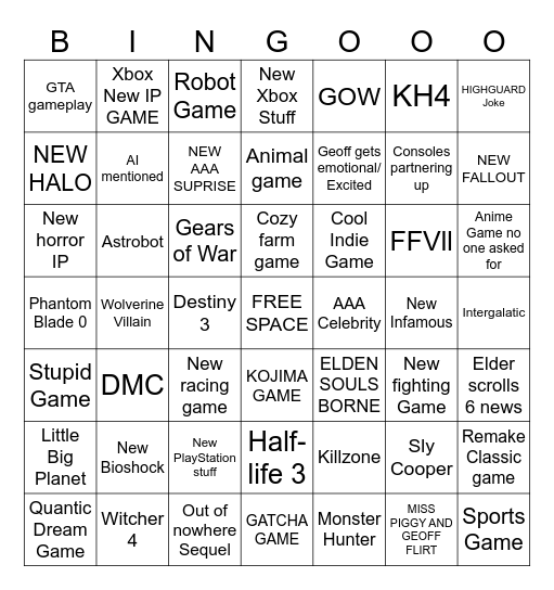 Ultimate Gaming Bingo Card