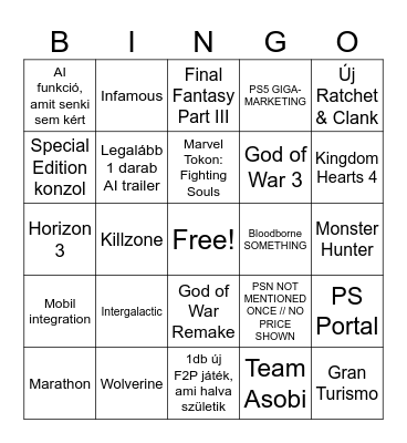State of Play 2026 - SGF Bingo Card
