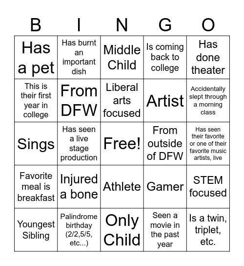 SI Bingo Card