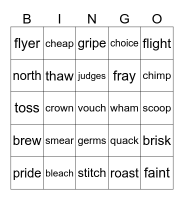 Sonday Bingo Card