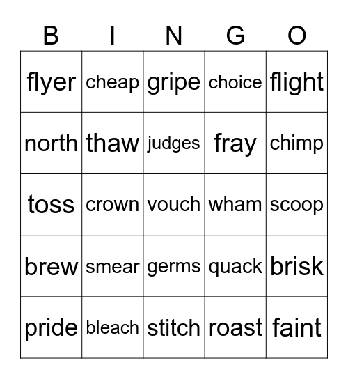 Sonday Bingo Card