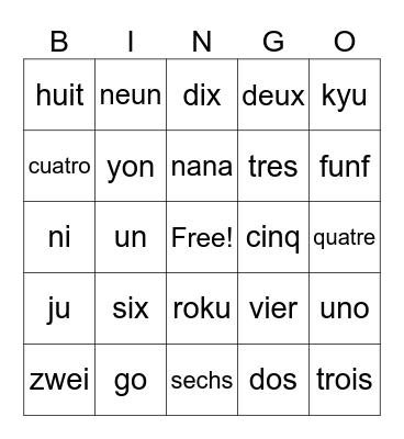 EWL Year End Number BINGO Card