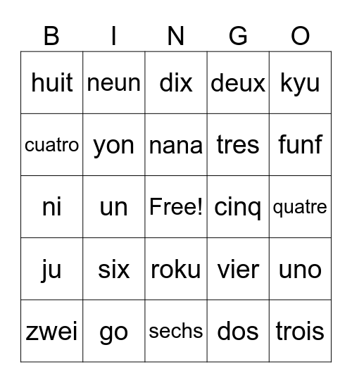 EWL Year End Number BINGO Card