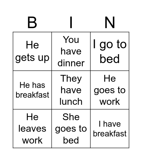 Uncle Bill Bingo Card