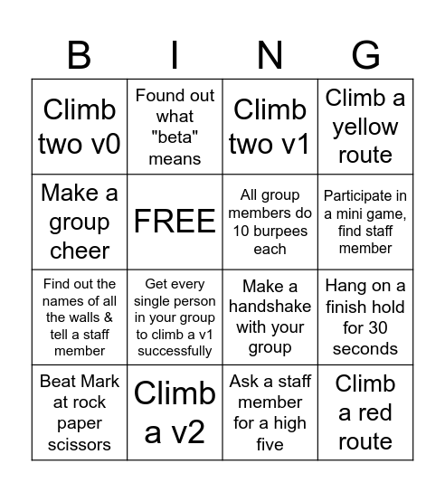 BOULDER BINGO Card