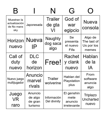 Binguito state of play Bingo Card
