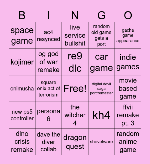 state of play 😈 Bingo Card