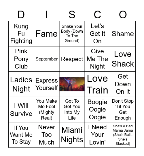 DISCO BINGO Card