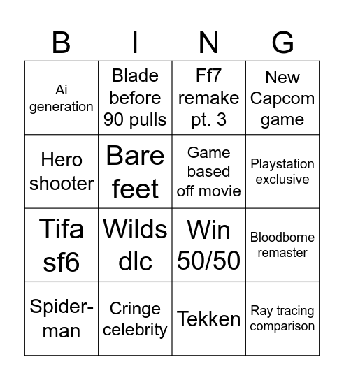 State of play Bingo Card