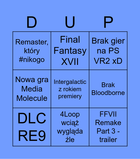 State of Play Bingo - Kuba Bingo Card