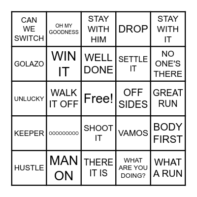 GAME DAY Bingo Card
