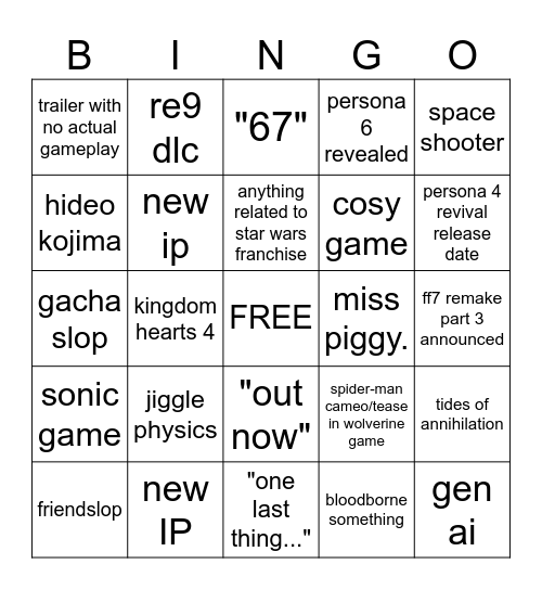 e3 lite 2026 Bingo Card