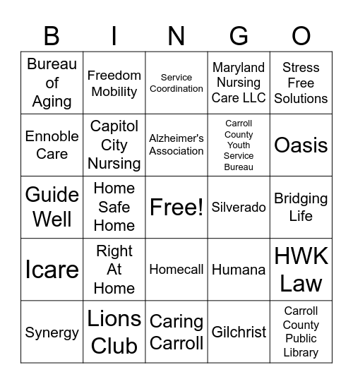 Copper Ridge Resource Bingo Card
