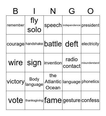 review Bingo Card