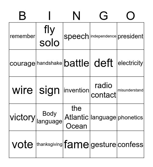 review Bingo Card