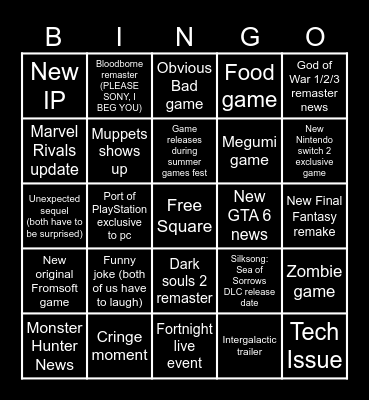 Summer Games Fest Bingo Card