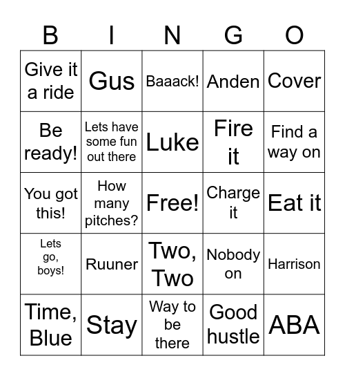 Coachisms: Father's Day Edition Bingo Card