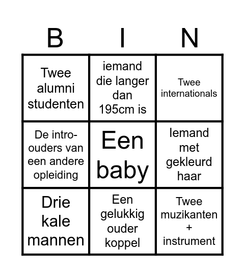 Mensen Bingo Card