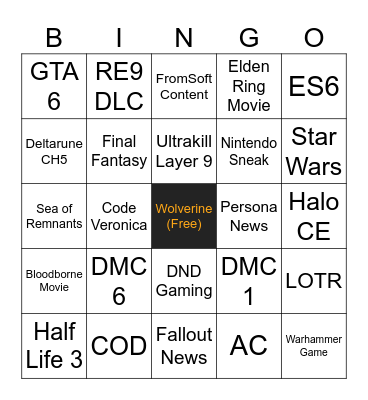 Game Announcements Summer 2026 Bingo Card