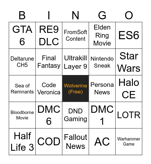 Game Announcements Summer 2026 Bingo Card