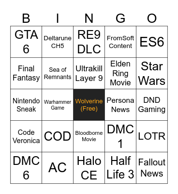 Game Announcements Summer 2026 Bingo Card