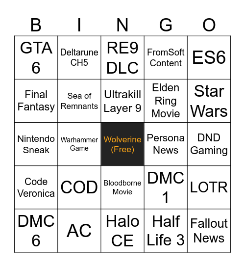 Game Announcements Summer 2026 Bingo Card