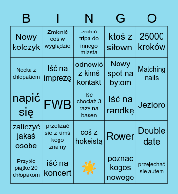 summer Bingo Card