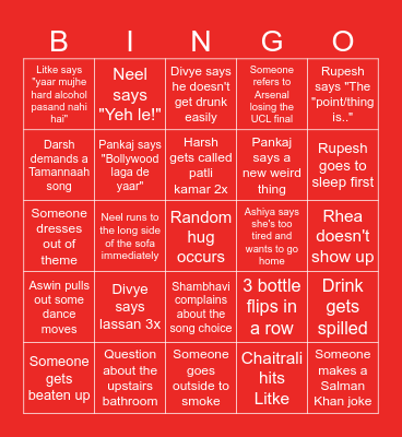 Party Bingo Card