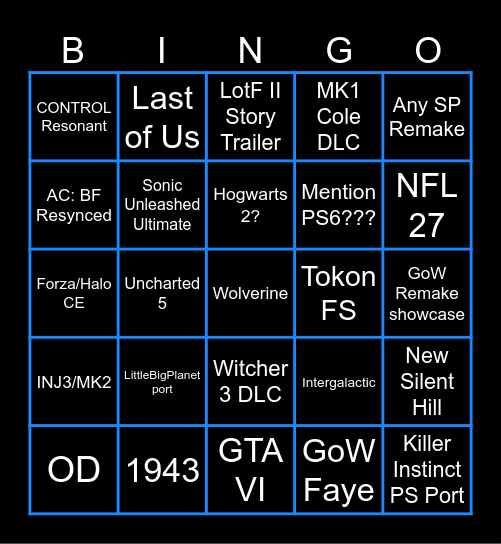 State of Play @ 22:00 Bingo Card