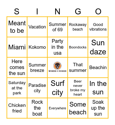 SUMMERTIME HITS        2 BOARDS- PLAY BOTH SEPERATELY Bingo Card
