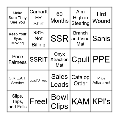 Cintas Bingo Card