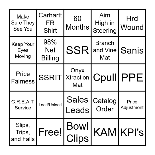 Cintas Bingo Card