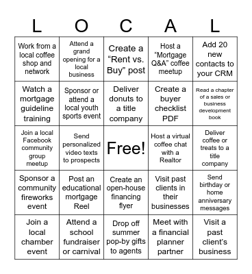 Just Peachy Live. Love. LOCAL Bingo Card