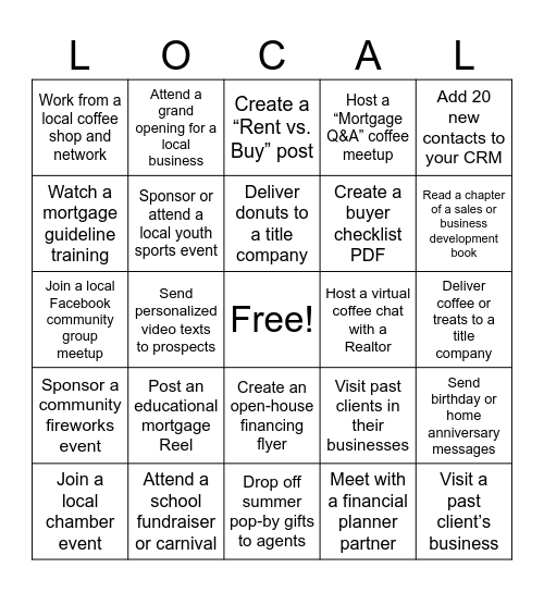 Just Peachy Live. Love. LOCAL Bingo Card