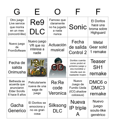 Summer Game Fest 2026 Bingo Card