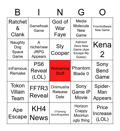 State of Play June 2026 Bingo Card