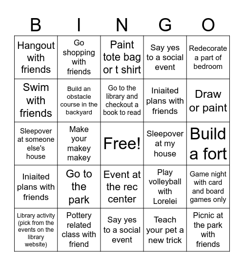 Margaux's Bingo Card