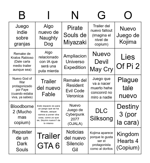 NO - E3 - Doritos Fiesta Bingo Card