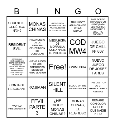 SUMMER GAME FEST 2026 Bingo Card