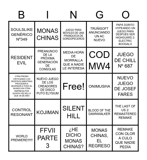 SUMMER GAME FEST 2026 Bingo Card